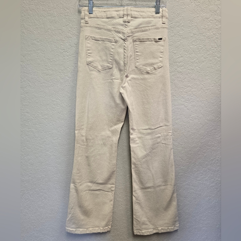 Lucky & Blessed High Rise Cream Distressed No Gap Boot cut Wide Leg Jeans Size 6 - Picture 7 of 7